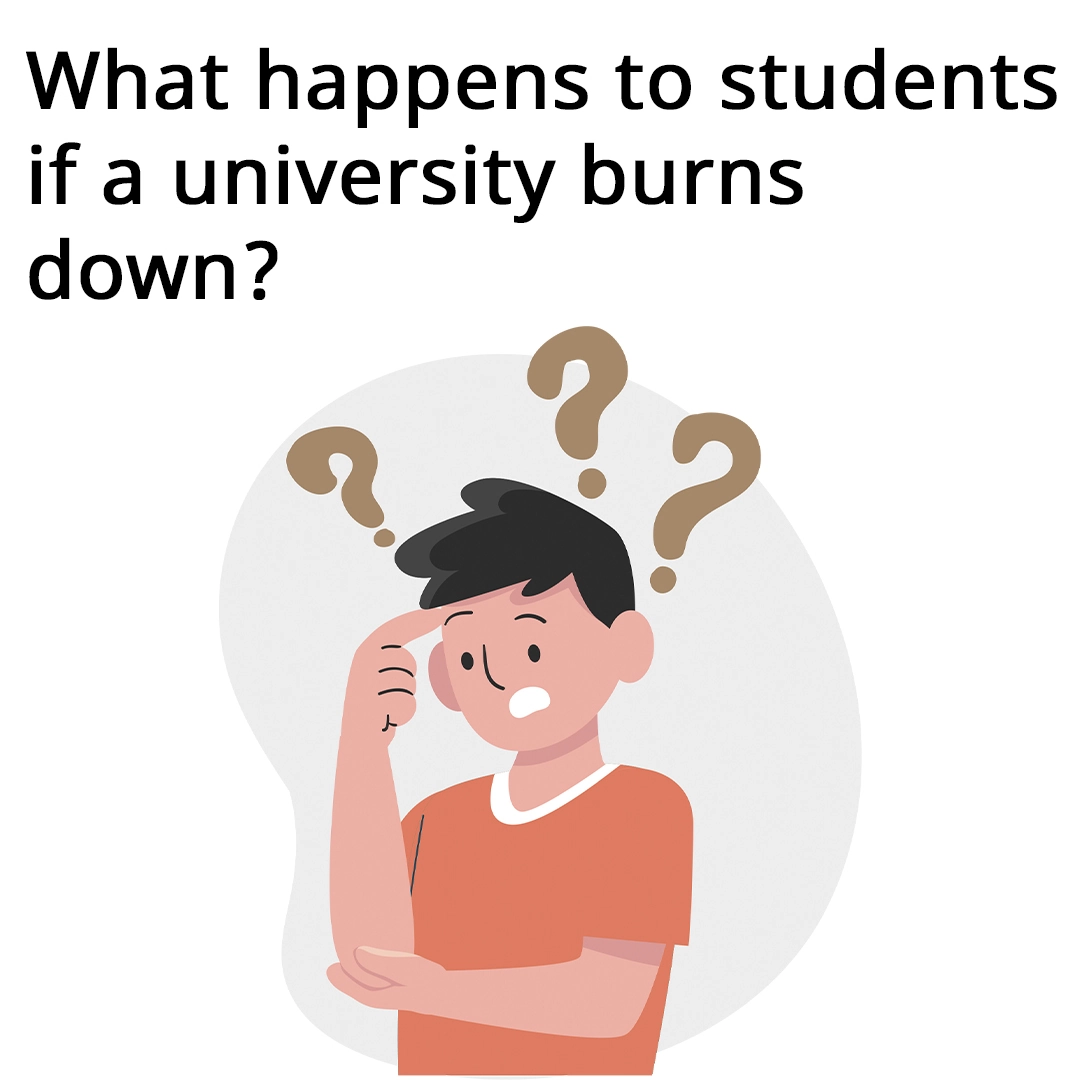 What happens to students if a university burns down?